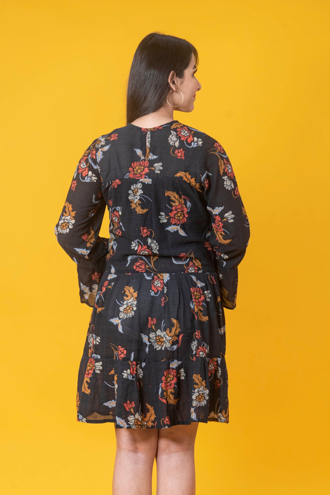 Black Floral Printed Dress