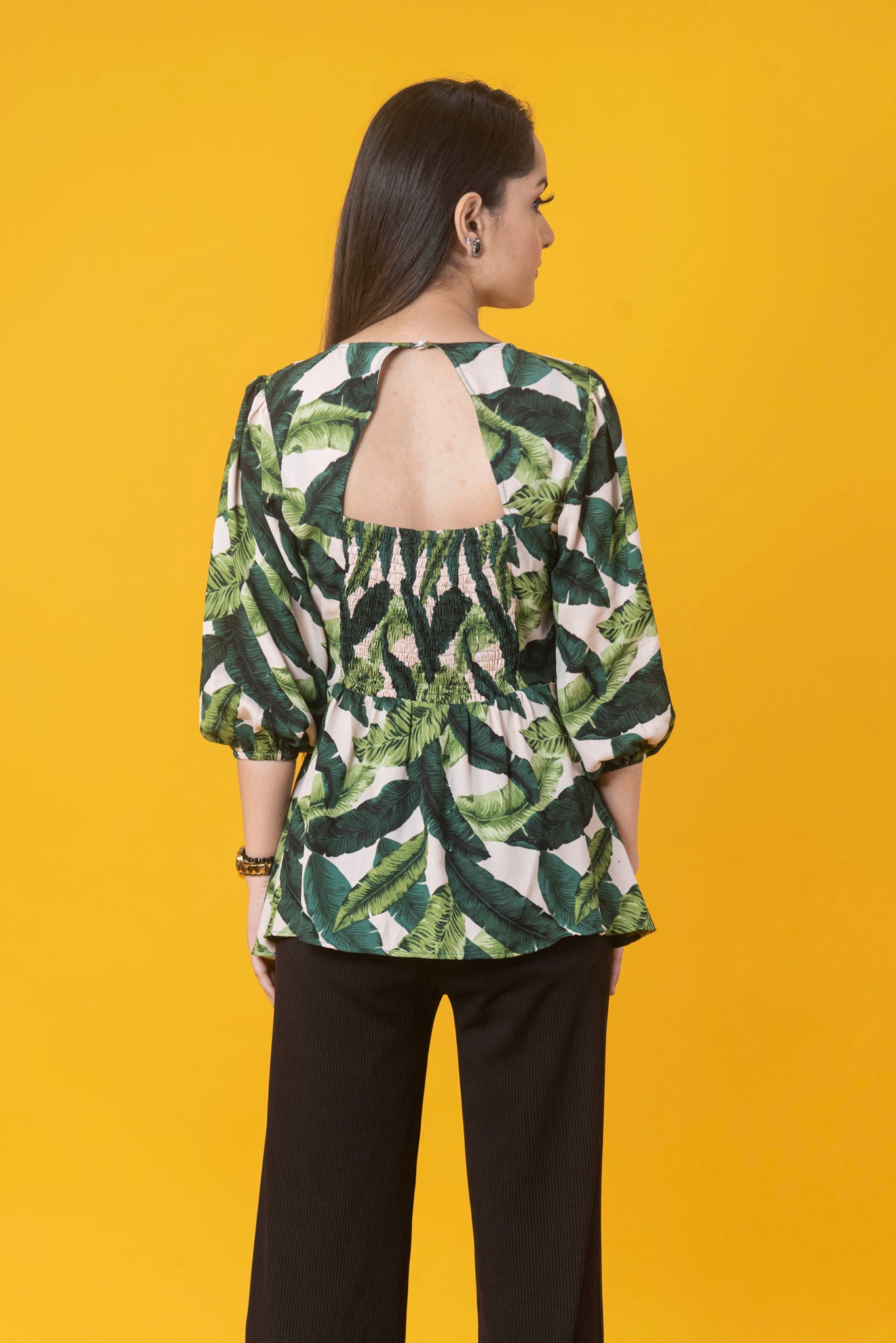 Printed Green peplum top