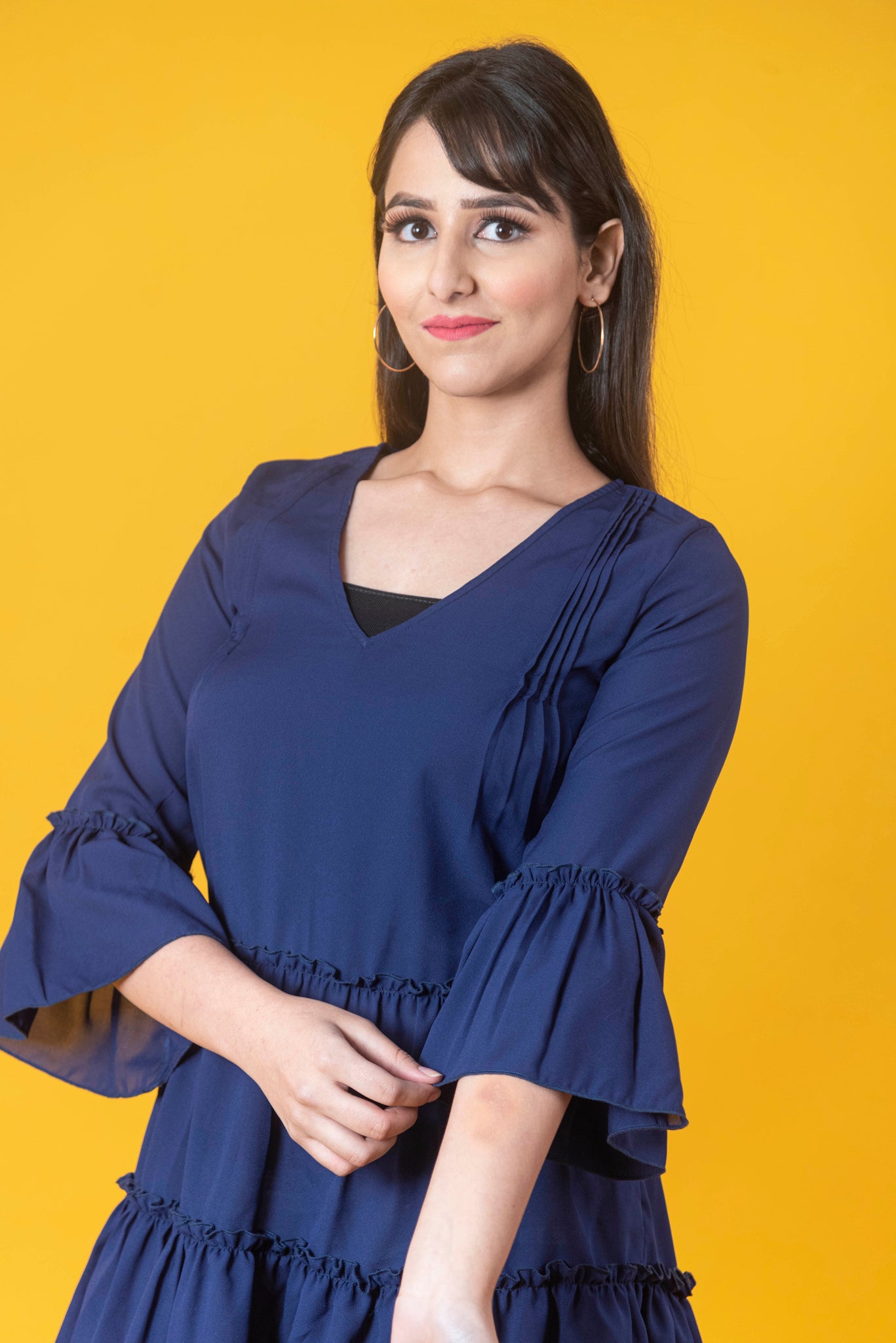 Navy Blue Solid Dress