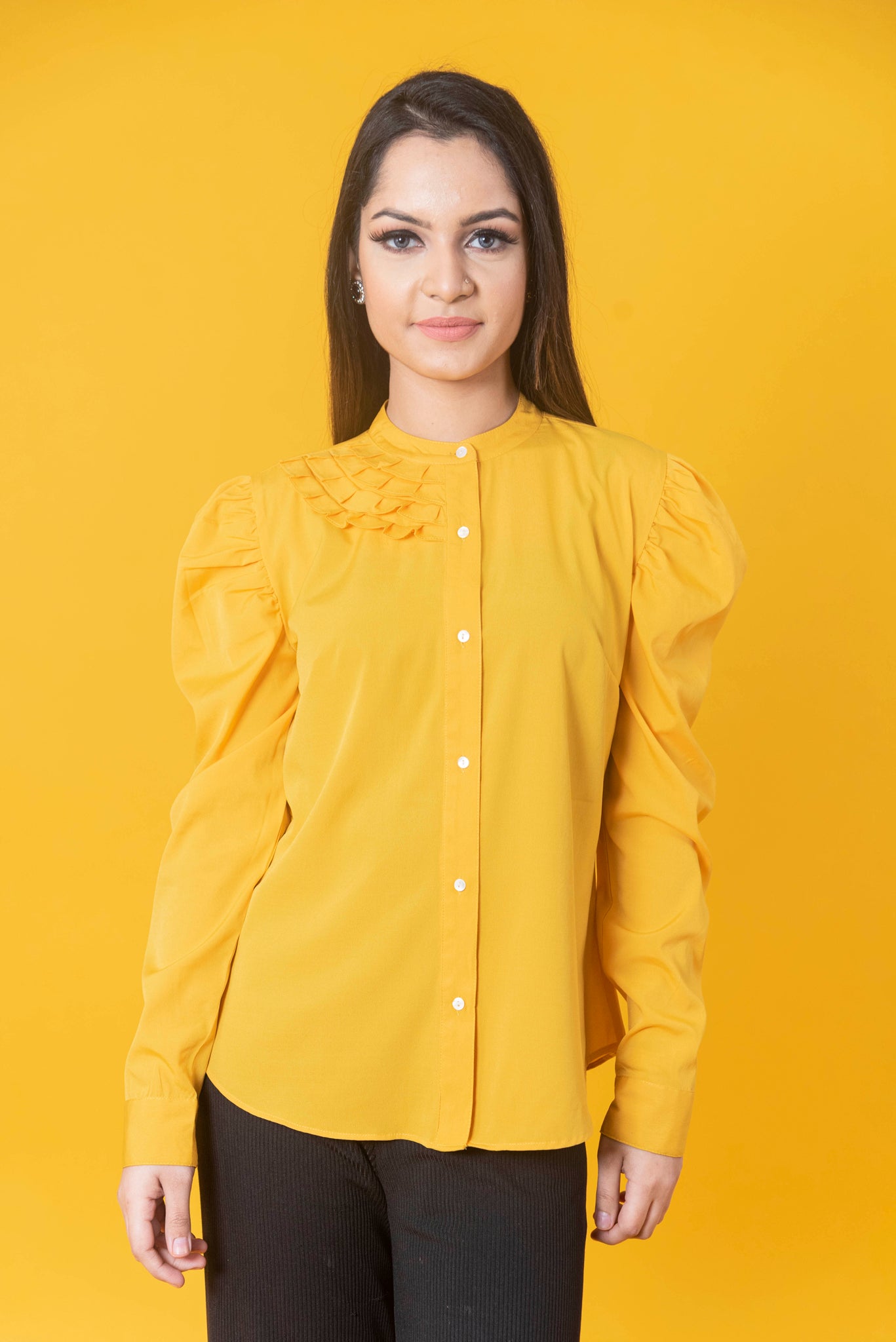 Yellow solid shirt