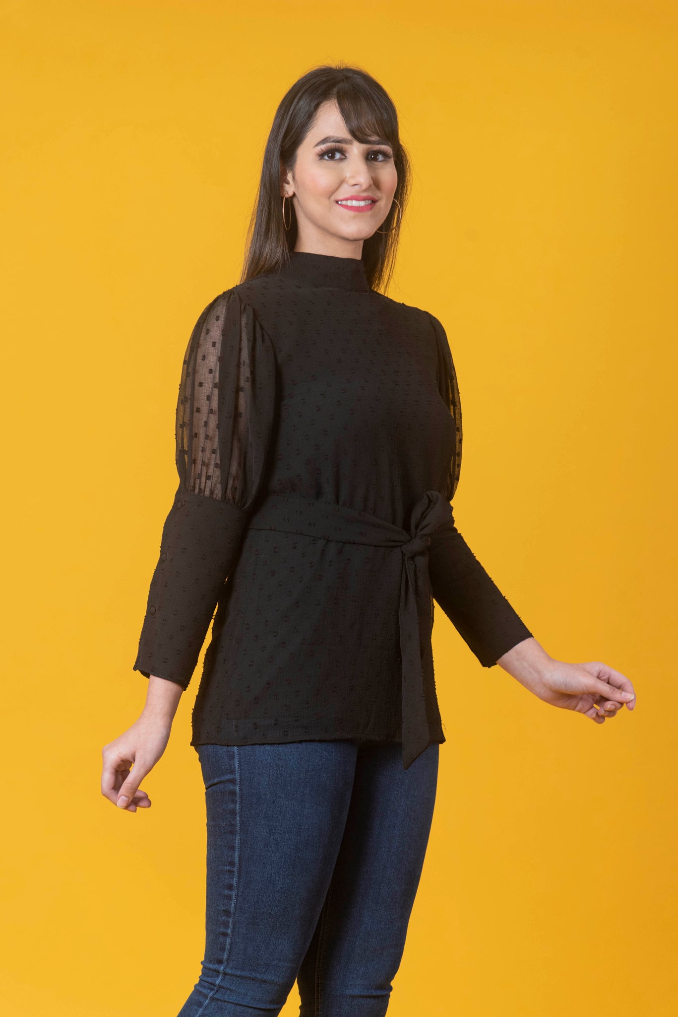 Black Dobby Top