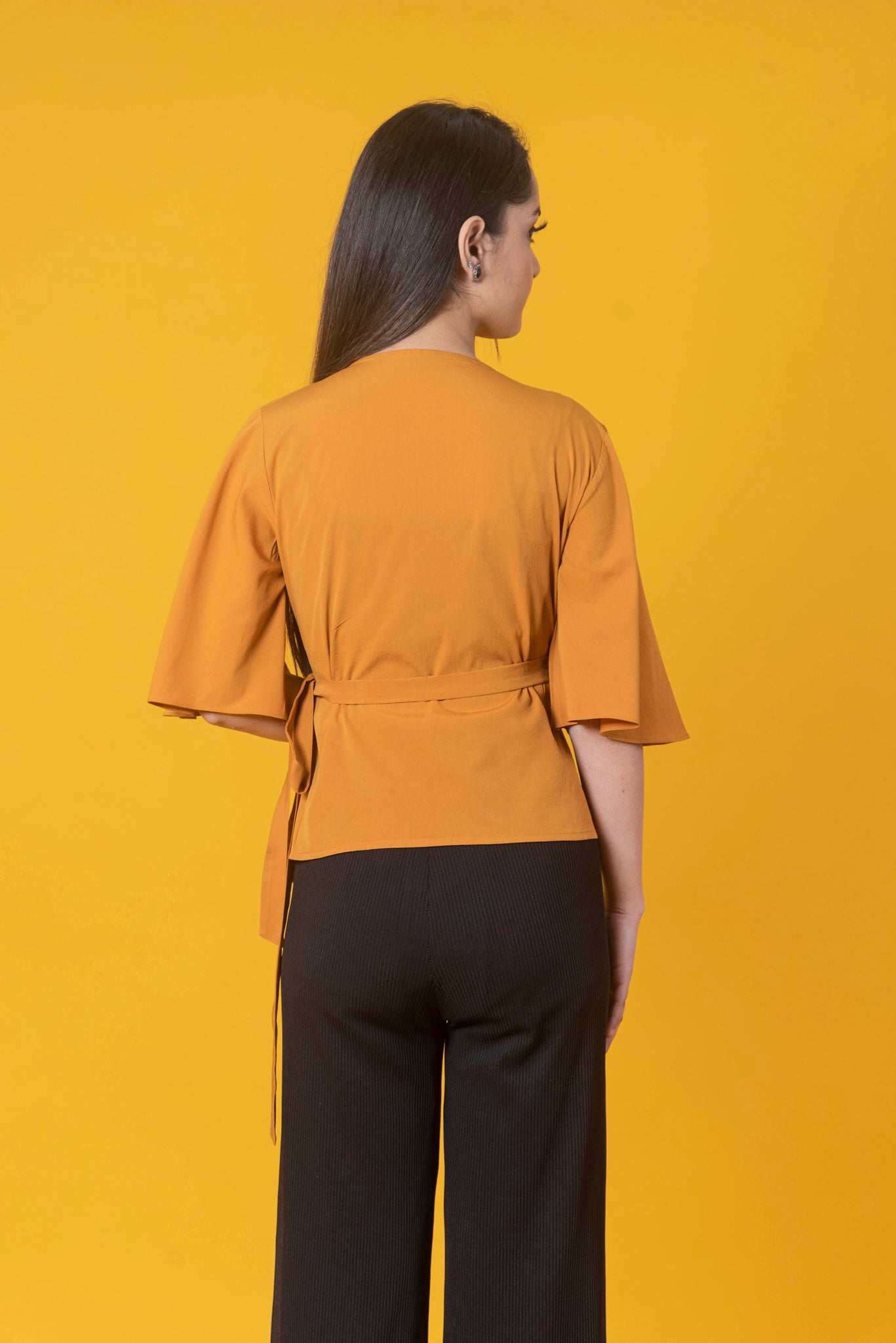 Mustard Yellow Wrap Top