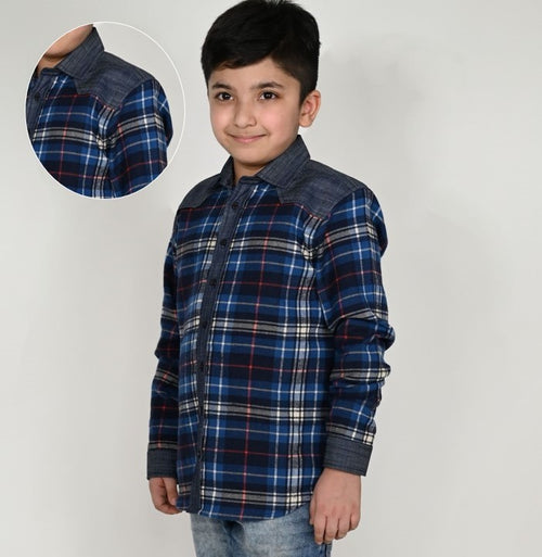 Boys Regular Fit Checked Casual Shirt