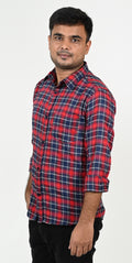 Men's Stylish Red Checked Shirt