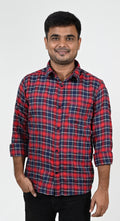 Men's Stylish Red Checked Shirt