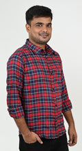 Men's Stylish Red Checked Shirt