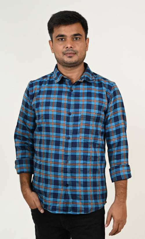 Men's Stylish Blue Checked shirt