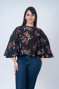 Black Floral print Top