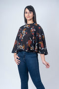 Black Floral print Top