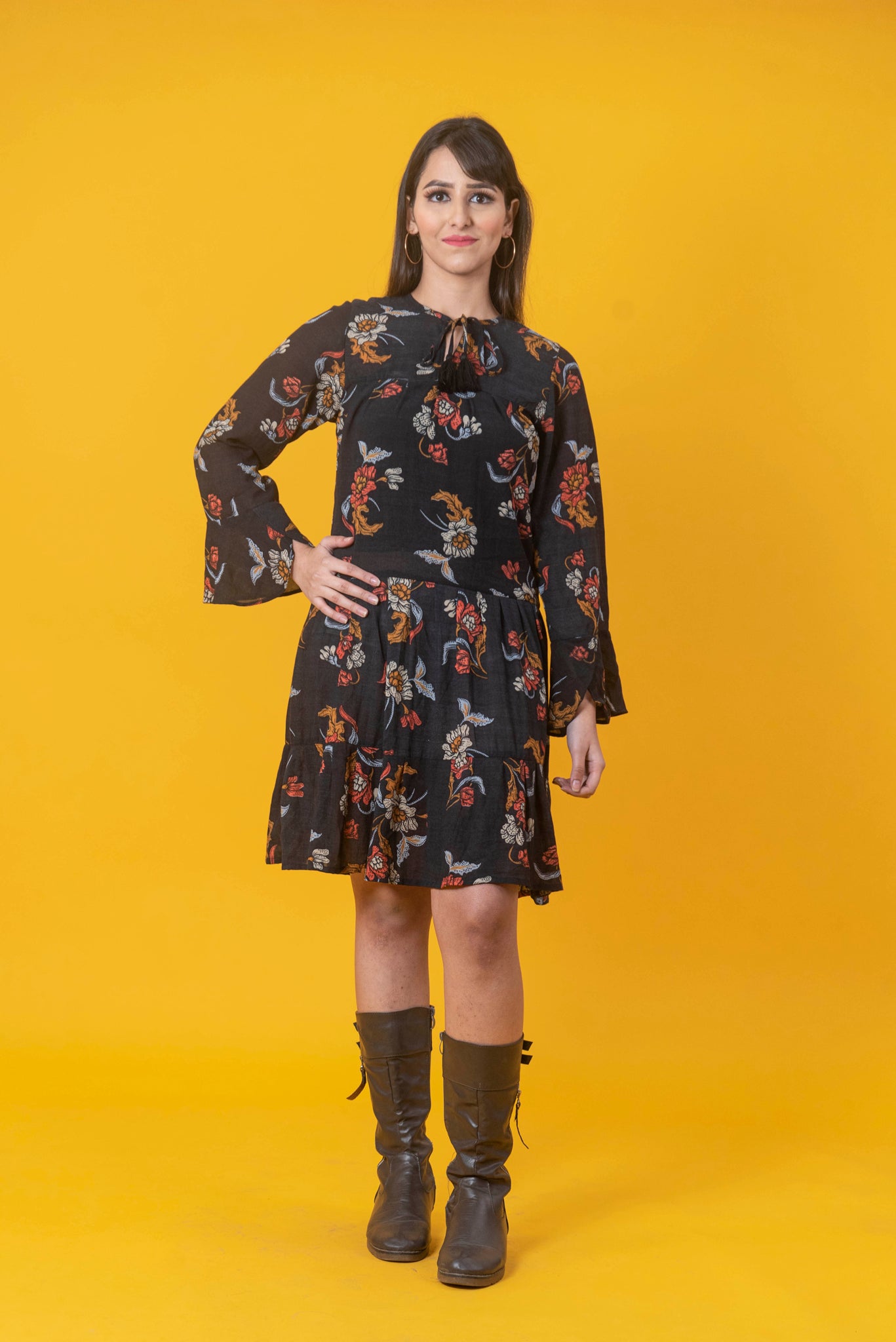 Black Floral Printed Dress