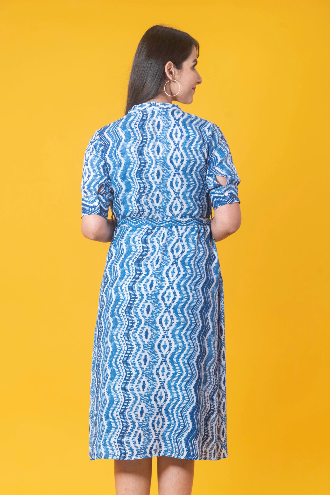 Blue & White Printed Dress