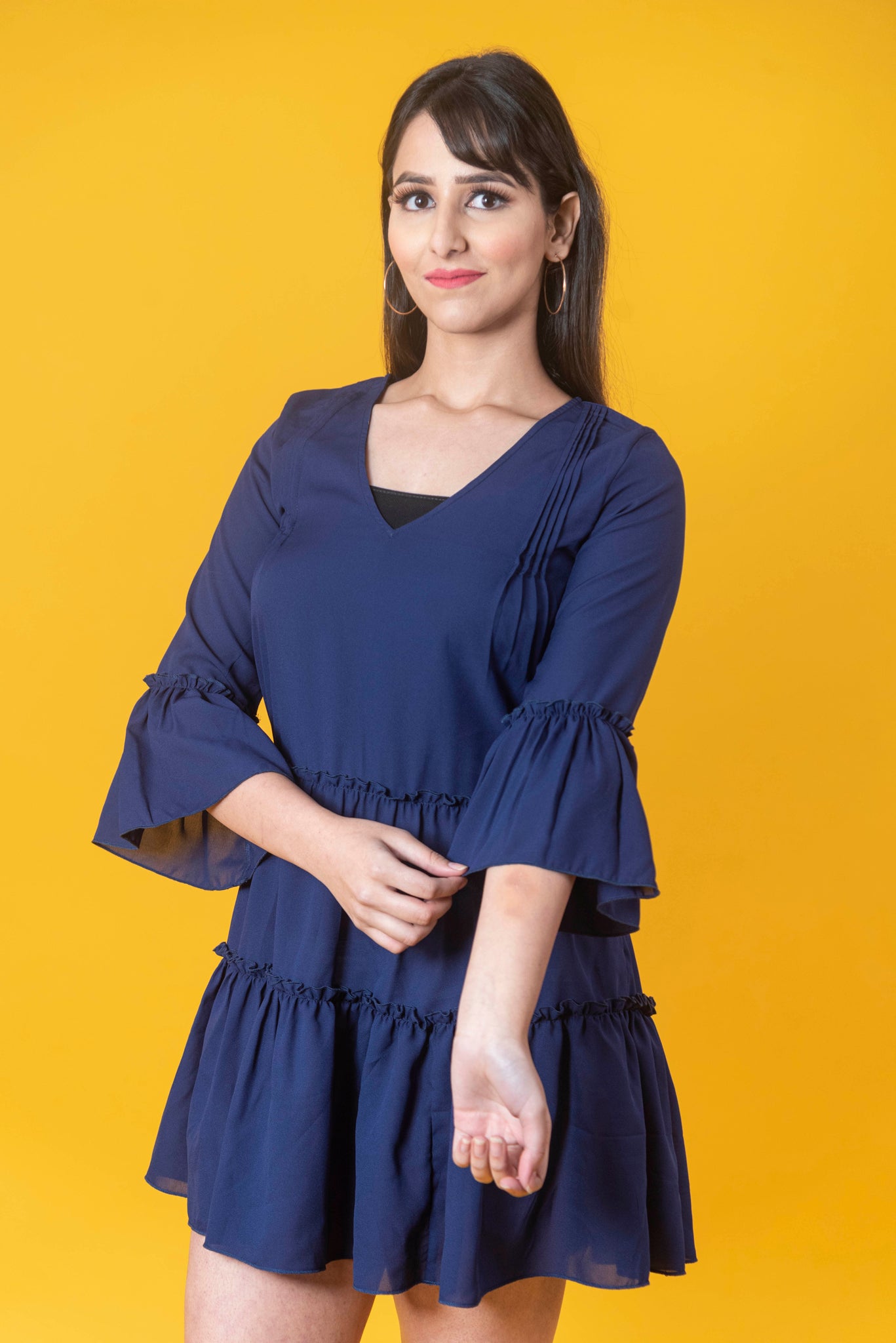 Navy Blue Solid Dress