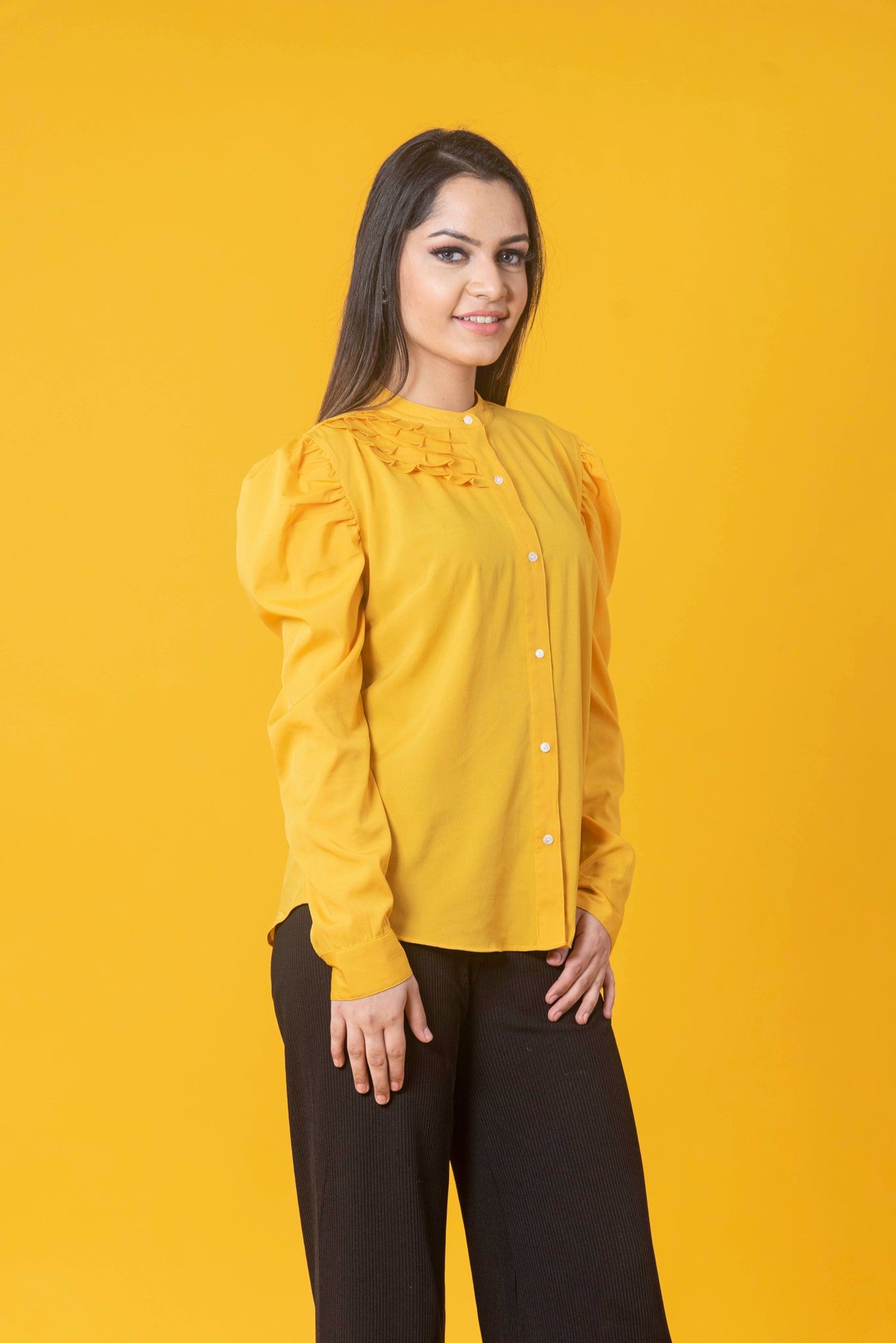 Yellow solid shirt