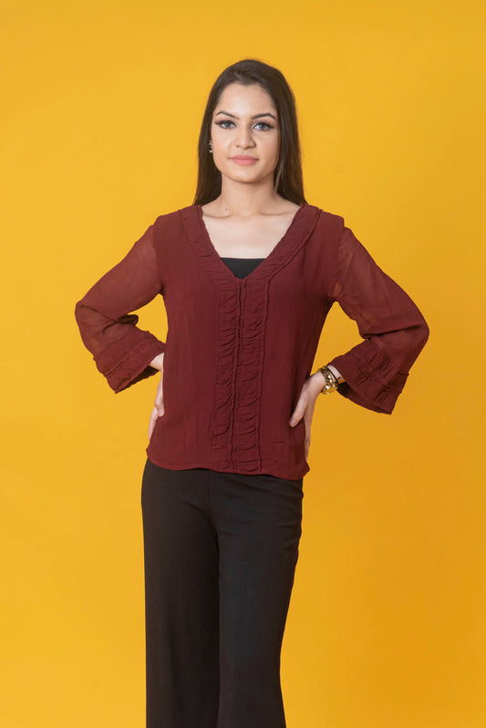 Maroon Solid Top