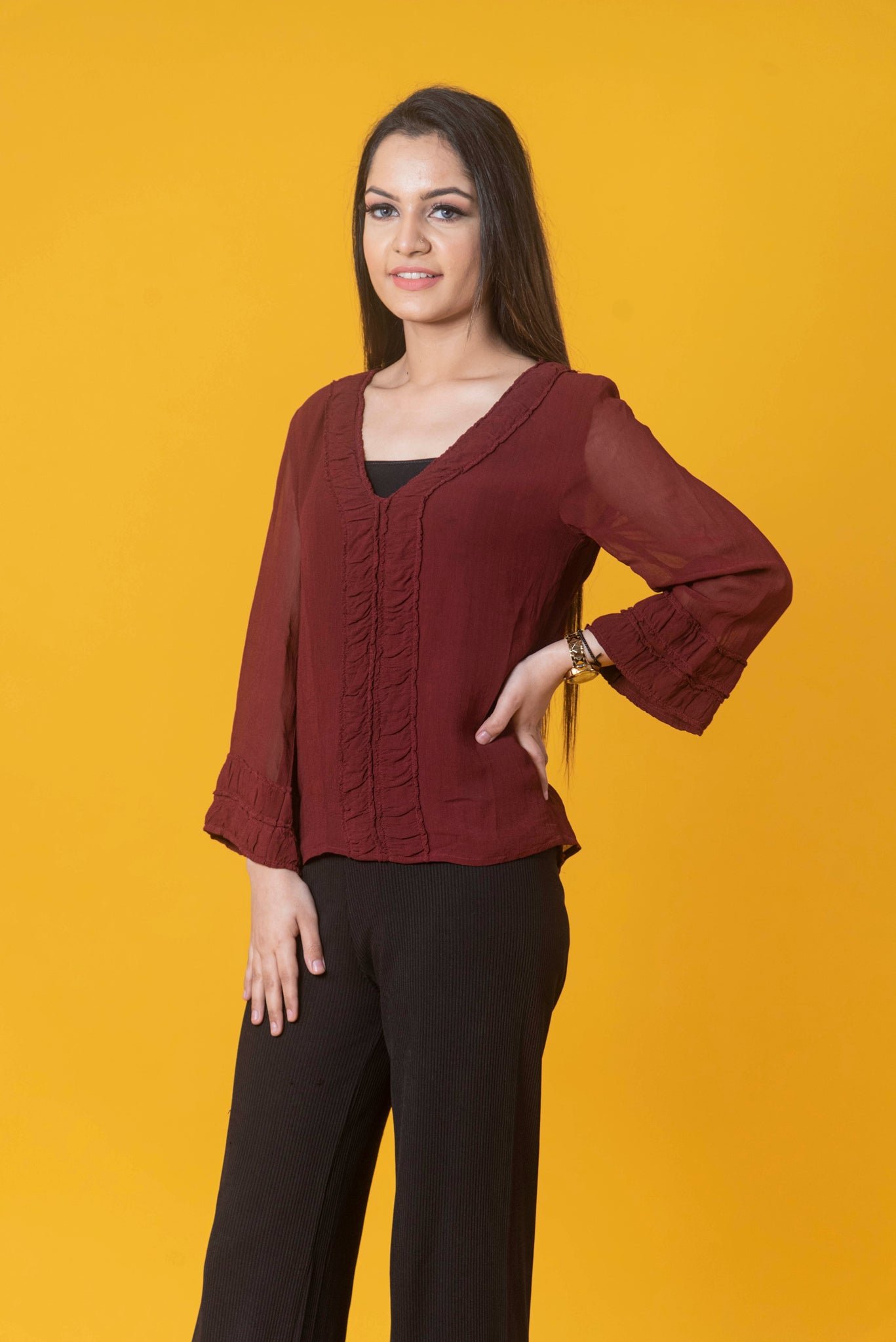 Maroon Solid Top