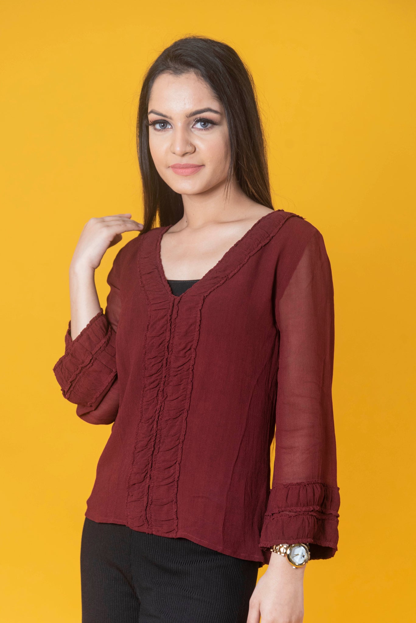 Maroon Solid Top