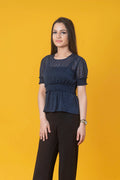 Navy Blue Dobby Top