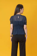 Navy Blue Dobby Top