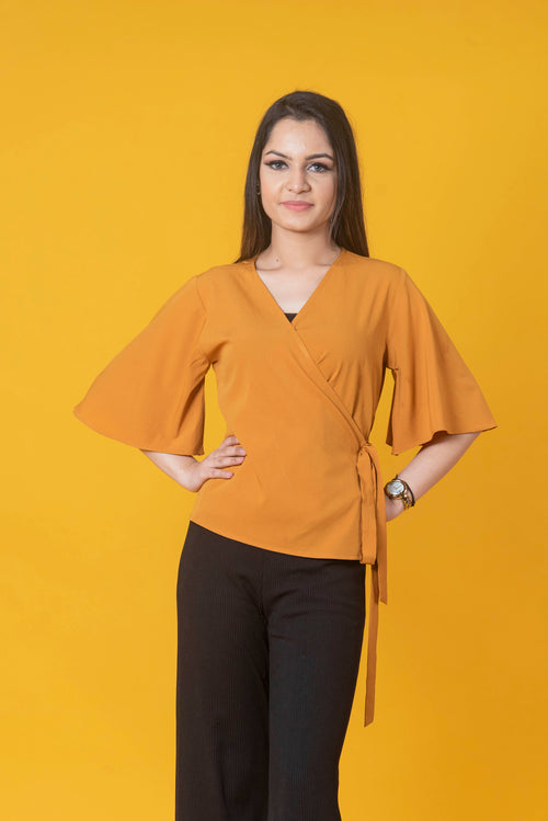 Mustard Yellow Wrap Top