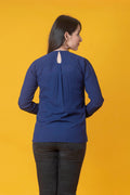 Navy Blue Solid A-line Top