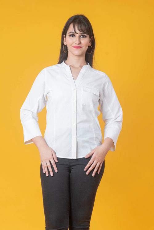 Women White Cotton Shirt