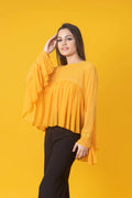 Women Yellow Flared Top