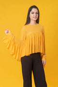 Women Yellow Flared Top