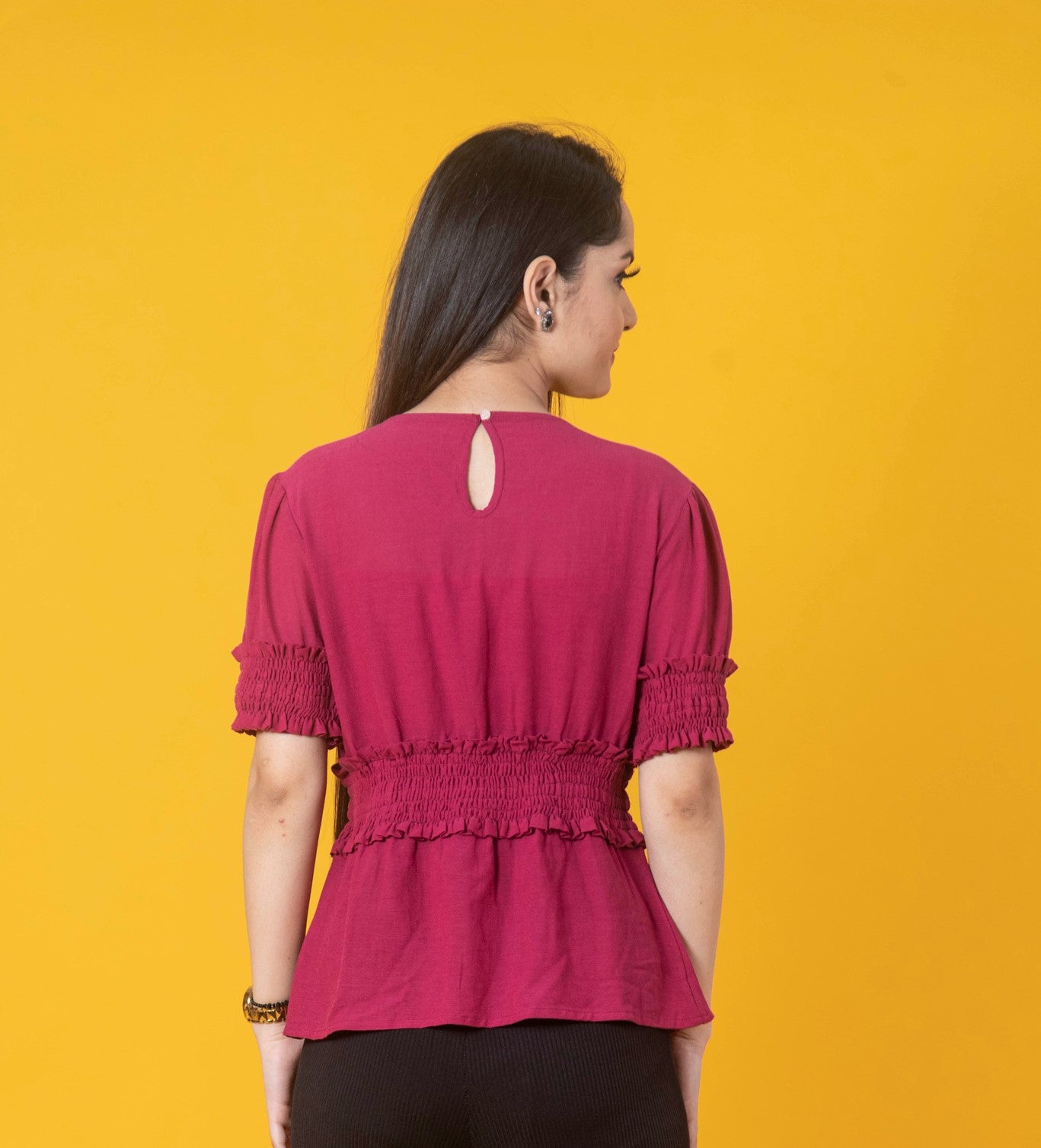 Pink Waist Smocked Top