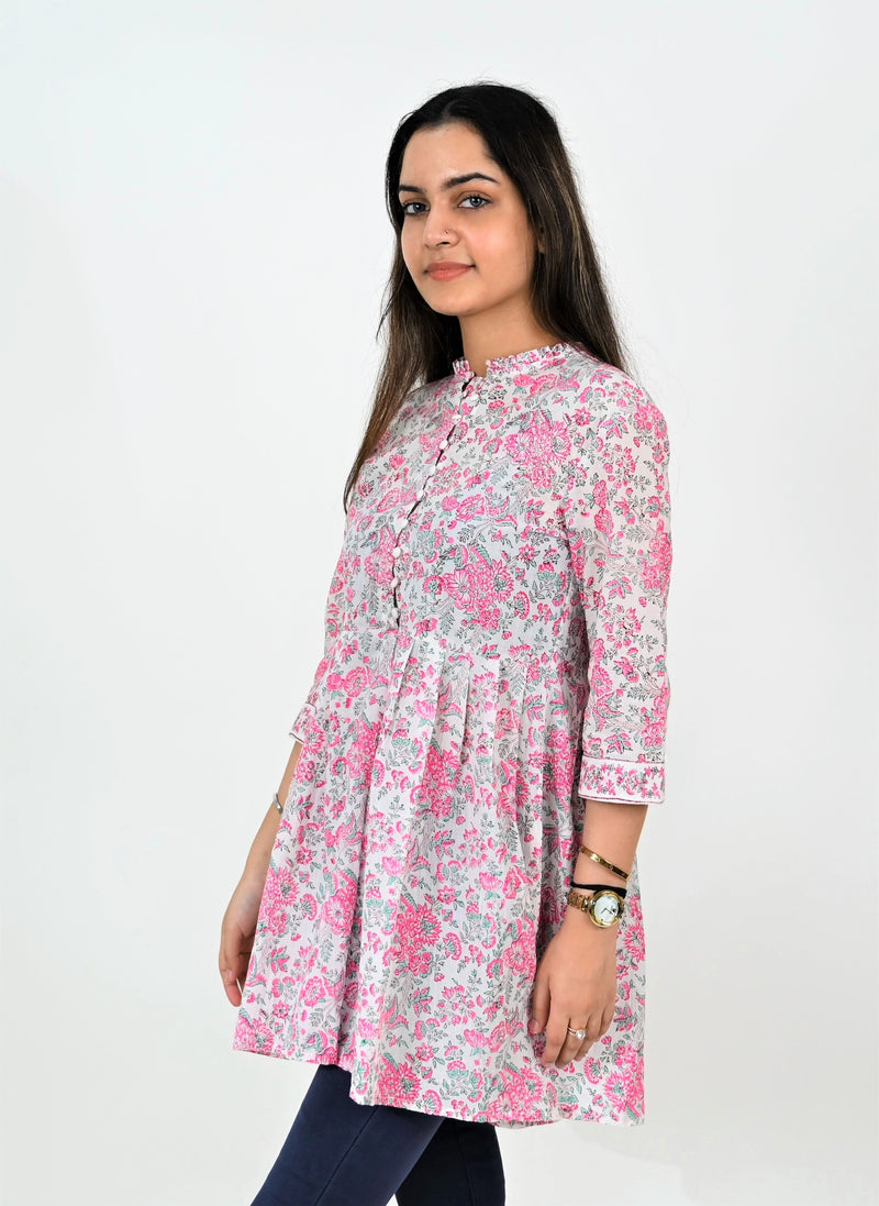 Pink Floral Block Print Tunic