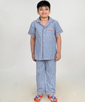 Kids Blue & White Striped Nightwear