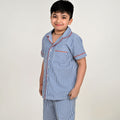 Kids Blue & White Striped Nightwear