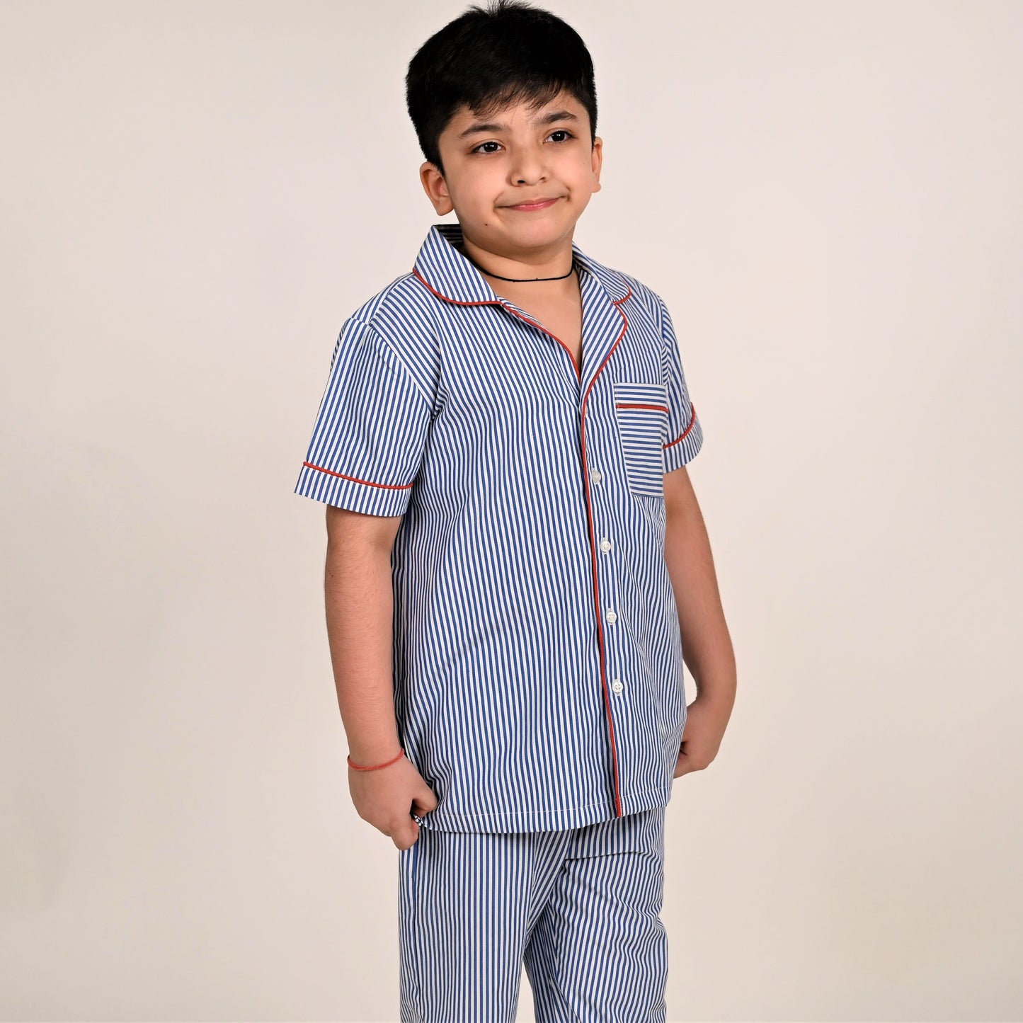 Kids Blue & White Striped Nightwear