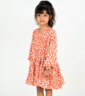 Girls Red-White Daisy Print Dress