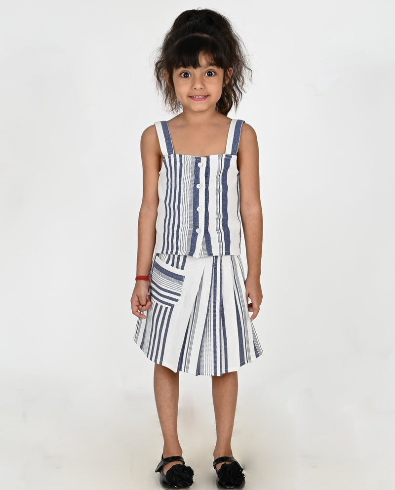 Girls Striped Top With Skirt