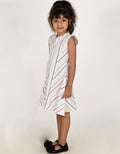 Girls Multi-Striped Asymmetric Dress