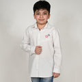 Boys White Solid Casual Shirt