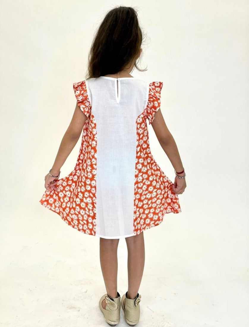 GIRLS MULTI-STRIPED ASYMMETRIC DRESS