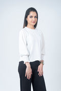 Women White Dobby Top