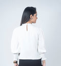 Women White Dobby Top