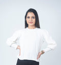 Women White Dobby Top